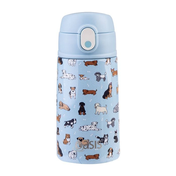 Oasis Stainless Steel Insulated Kids Drink Bottle w/ Straw 400ml Puppy Dogs