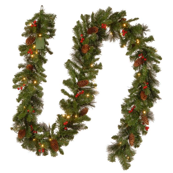 Catzon 9Ft Christmas Garland Pre-Lit Artificial Pine Branches
