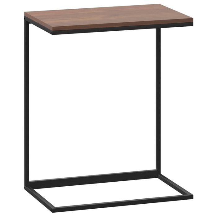 vidaXL Side Table C-Shaped Coffee Table with Iron Legs Black Engineered Wood