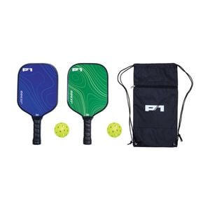 P1 Pickleball Starter Kit W/ Paddles Balls Carry Bag 3y+ Green/blue