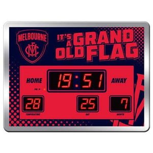 AFL LED Scoreboard Clock - Melbourne Demons - 45x33cm - Time Temp Date
