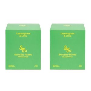 2PK Serenity Lemongrass and Lime Scent Home Fragrance Candle Jar 300g