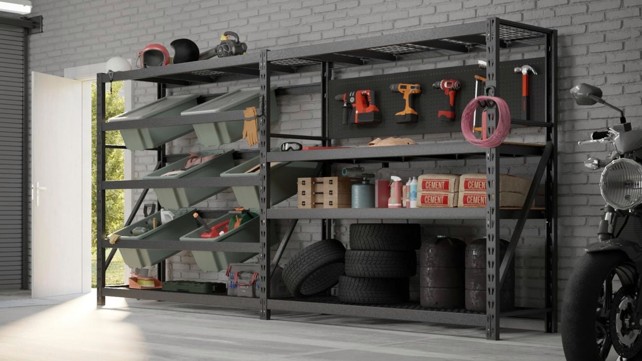 Rack It modular storage system in a garage