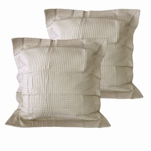 Belmondo Pair of Chunky Waffle Cotton European Pillowcases Linen Color