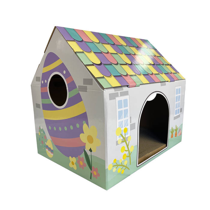 Baxter Bone Easter Cardboard Cat House with Scratcher Insert