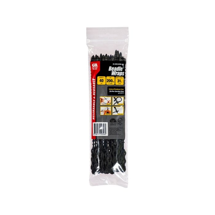 Gardner Bender 203mm Black Beadle Wrap Cable Ties - 40 Pack