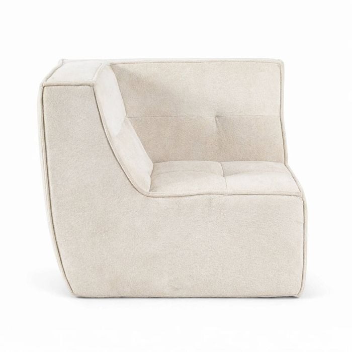 Grumpi Furniture Corner Loungi Armchair - Snow Velvet Oat