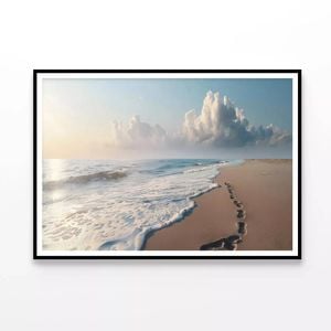 Beach with Waves and Clouds  Print 100% Australian Made 120x90cm  (Poster)
