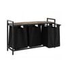 Artiss Laundry Basket With 3x45l Pull-out Removable Bags Metal Frame Black