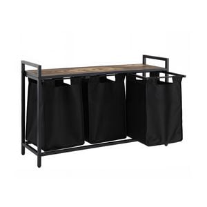 Artiss Laundry Basket With 3x45l Pull-out Removable Bags Metal Frame Black