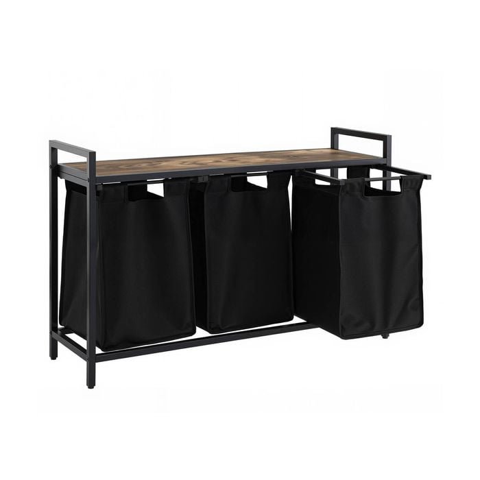 Artiss Laundry Basket With 3x45l Pull-out Removable Bags Metal Frame Black