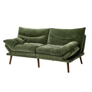 Oikiture 3 Seater Sofa Bed Lounge Futon Chenille Green