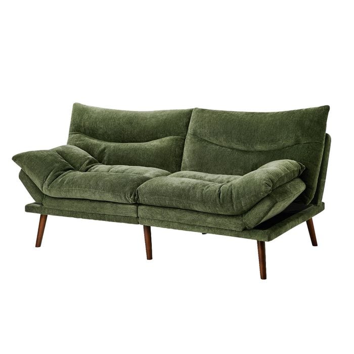 Oikiture 3 Seater Sofa Bed Lounge Futon Chenille Green