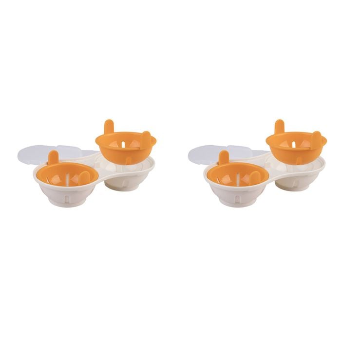 2PK Appetito Microwave Double Egg Poacher Home Kitchen Cooking