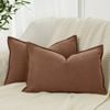 Gioia Casa Twin-Pack Linen Cushion Covers - Linen-Cotton Blend with Hidden Zipper Design - Cocoa Brown, 30cm × 50cm
