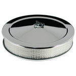 Air Cleaner Chrome 14" x 3" Recessed Base 5-1/8" Neck Holley, Edelbrock, Rochester, Quadrajet