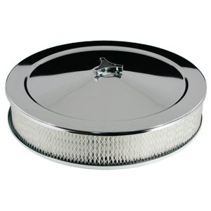 Air Cleaner Chrome 14" x 3" Recessed Base 5-1/8" Neck Holley, Edelbrock, Rochester, Quadrajet
