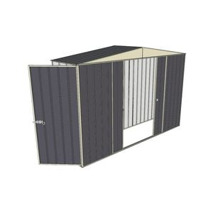 Build-a-Shed 3.0 x 0.8 x 2.3m Double Sliding and Single Hinge Door Narrow Shed - Grey