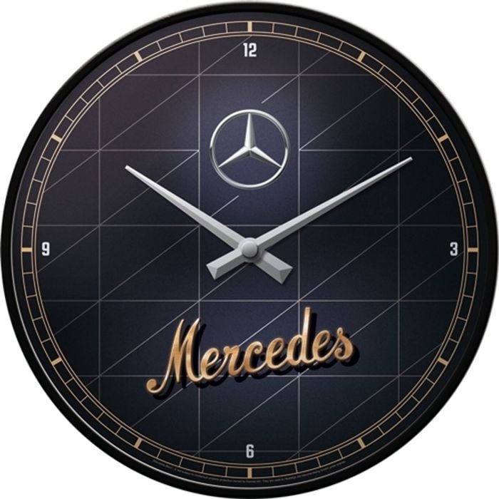 Nostalgic Art 30cm Mercedes-Benz Silver/Gold Round Home/Office Wall Clock