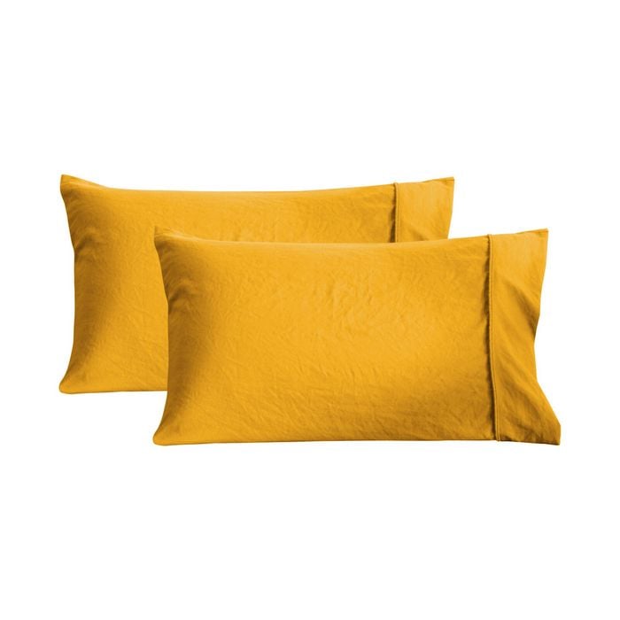 Dreamaker Superfine Washed Microfibre Standard Pillowcase Twin Pack - Mustard