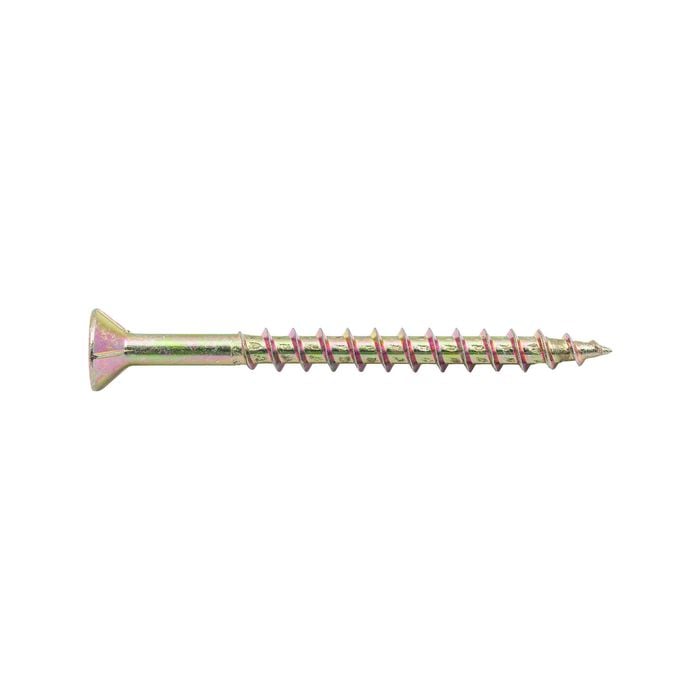 Zenith 8G x 50mm Gold Passivated Countersunk Rib Head Chipboard Screws - 50 Pack