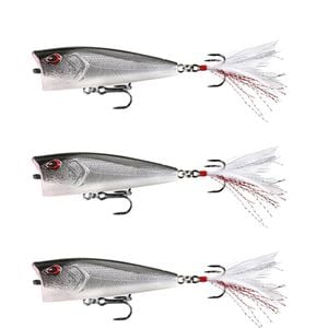 3x 13 Fishing 75mm Poppy Mc Pop Face Topwater Popper Lures - Chrome Black