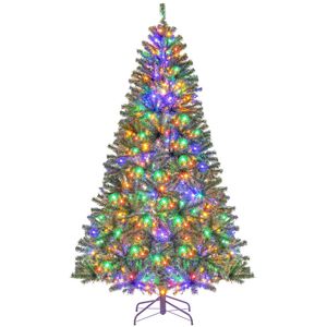 Costway 2.1M Christmas Tree Pre-lit Xmas Decor 640 Multicolored LED Light 989 Tips