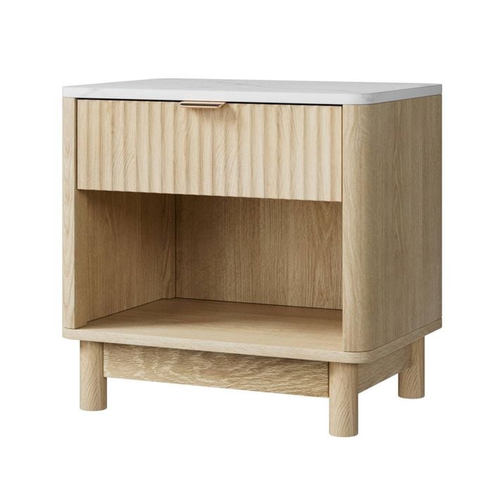 Artiss Bedside Table Nightstand 1 Drawer Shelves Pine