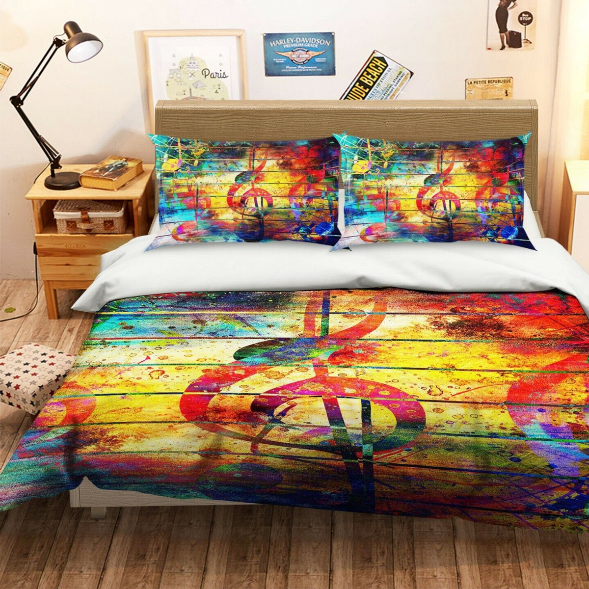 3D Musical Notes 355 Bed Pillowcases Quilt Queen Size - Bunnings Australia