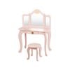 Costway Kids Wood Dressing Table Stool Set Pink