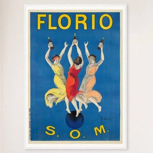 Galrie Stunning Florio S.O.M. Vintage Art Nouveau Poster by Leonetto Cappiello Home, White Frame, A4 21 x 30cm (8 x 12inch)