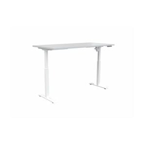 Olg Quickstand Single White Frame White Top Scallop Height Adjustable Desk L1500mm X W750mm