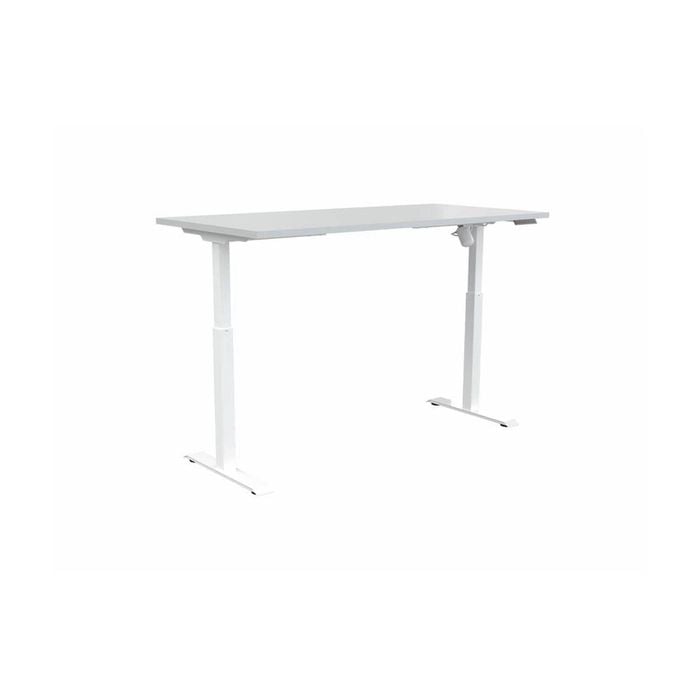 Olg Quickstand Single White Frame White Top Scallop Height Adjustable Desk L1500mm X W750mm