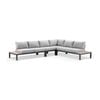 Nova Outdoor Aluminium Lounge And Dining Setting Charcoal With Single Modular & Textured Grey Cushions