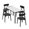 Oikiture 1.2m Dining Table Set with 4PCS Wooden Chairs Black