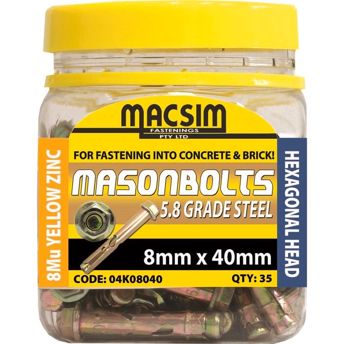 Macsim Fasteners 8 x 40mm Zinc Sleeve Anchor - 35 Pack