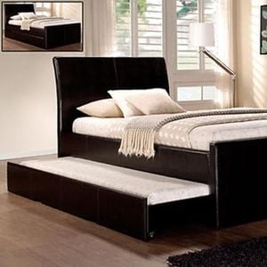 Istyle Lecca King Single Trundle Storage Bed Frame Pu Leather Brown