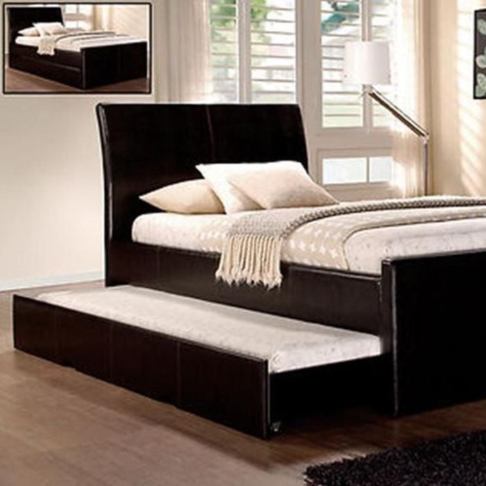 Istyle Lecca King Single Trundle Storage Bed Frame Pu Leather Brown