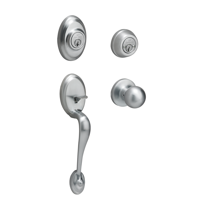 Schlage Satin Chrome Regent Monaco Single Cylinder Entrance Handleset