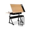Artiss Drawing Desk With Stool Tilt Drafting Table Set Drawer Art  Craft Student