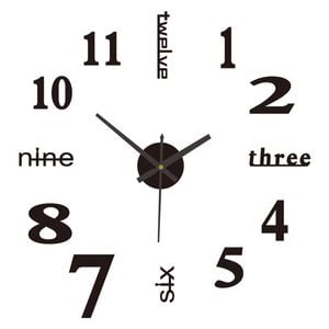 Catzon Modern Diy Wall Clock Silent Battery Operated-black
