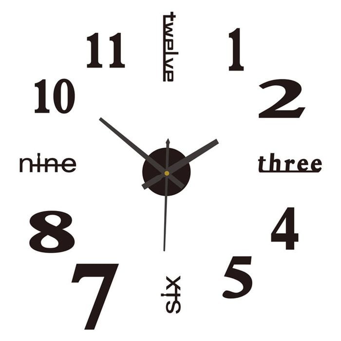 Catzon Modern Diy Wall Clock Silent Battery Operated-black