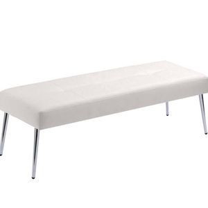 Tufted Leather Bench - Beige