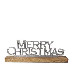 J.Elliot Home Merry Christmas Greetings Decoration Silver & Natural
