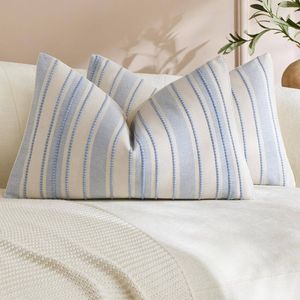 Gioia Casa 2-Pack Heritage Linear Woven Cushion Covers 30cm x 50cm - Sky