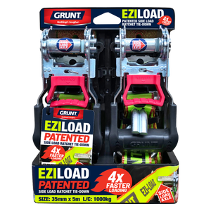 Grunt Ezi-Load 35mm x 5m Ratchet Tie-Down Straps - Pack of 2