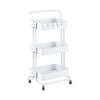HOMFURN 3-Tier Rolling Utility Cart – Metal Mesh Storage with Lockable Wheels & Side Hooks, for Kitchen Office Home