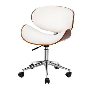 Artiss White PU Leather & Wood Office Chair
