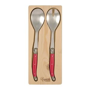 2pc Laguiole Etiquette 28cm Stainless Steel Salad Fork & Spoon - Multicolour