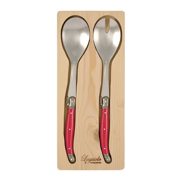 2pc Laguiole Etiquette 28cm Stainless Steel Salad Fork & Spoon - Multicolour